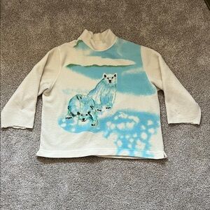 VTG Catalina Women’s Fleece 3/4 Sleeve MockNeck Polar Bear Winter Sweatshirt XL